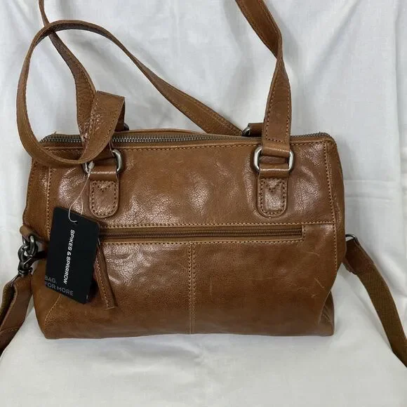 Spikes & Sparrow Handbag Crossbody 100% Leather Camel NEW (scuffs) - Picture 2 of 12